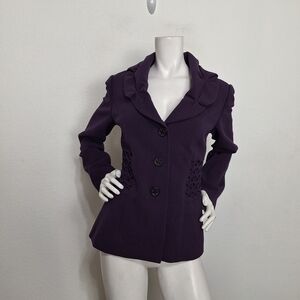 Atelier Boutique NEW Purple Preppy Quiet Luxury Button Front Blazer Jacket Sz. 8
